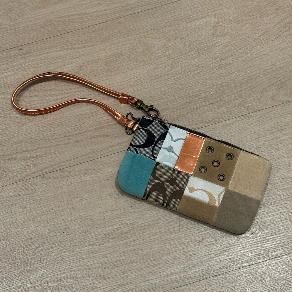 Rare Coach Wristlet Suede Patchwork Multi-color T… - image 1